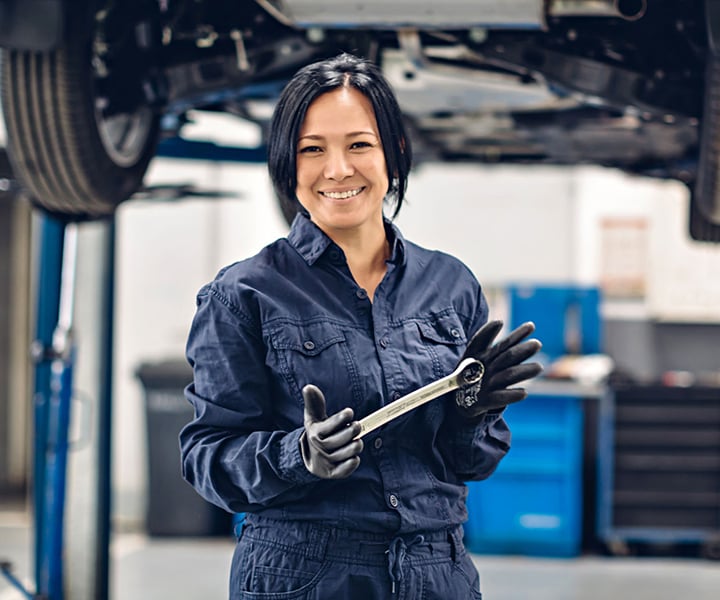 Woman holding wrench staff-5